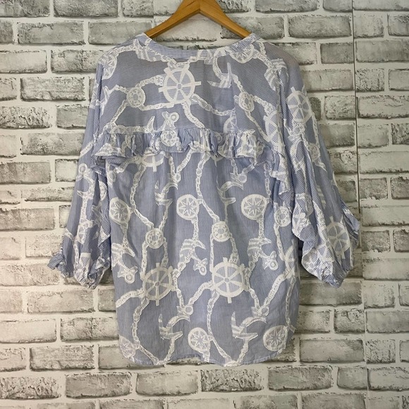 Democracy Blue White Anchor Nautical Popover Size Small S - Picture 9 of 10